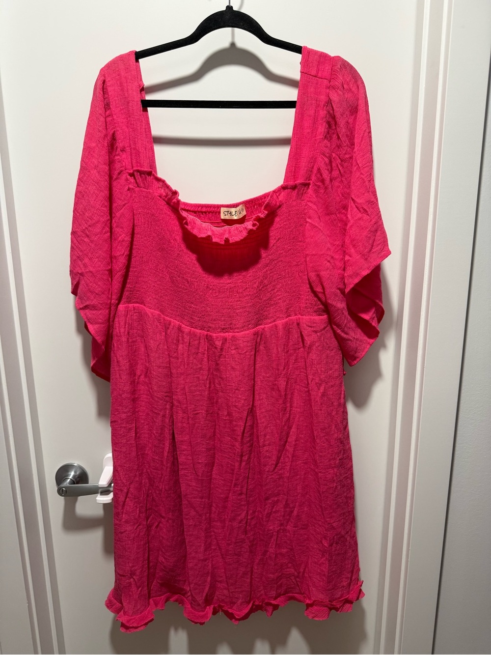 Style U Plus Size Women’s Hot Pink Square Neck Mini Dress